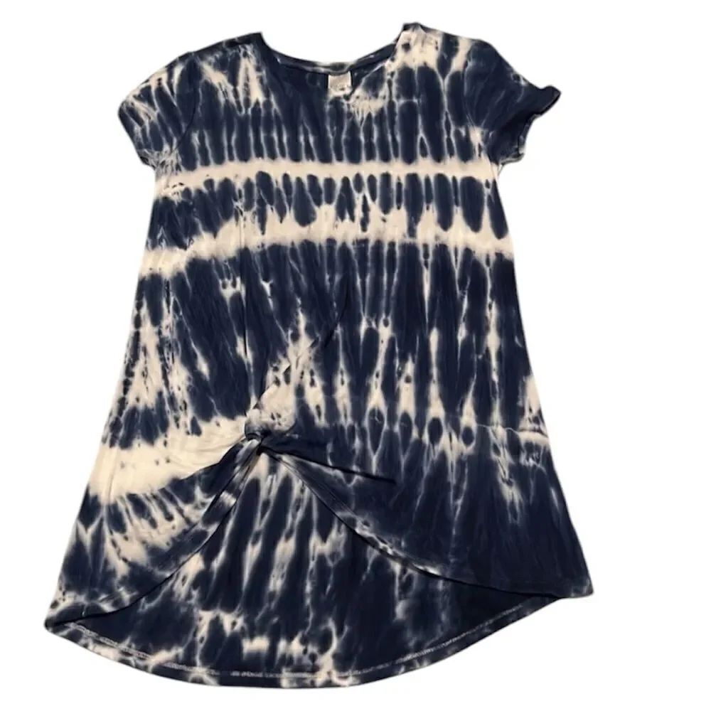 Time & Tru size small blue tie dye tied at front hem short sleeve T-shirt EUC